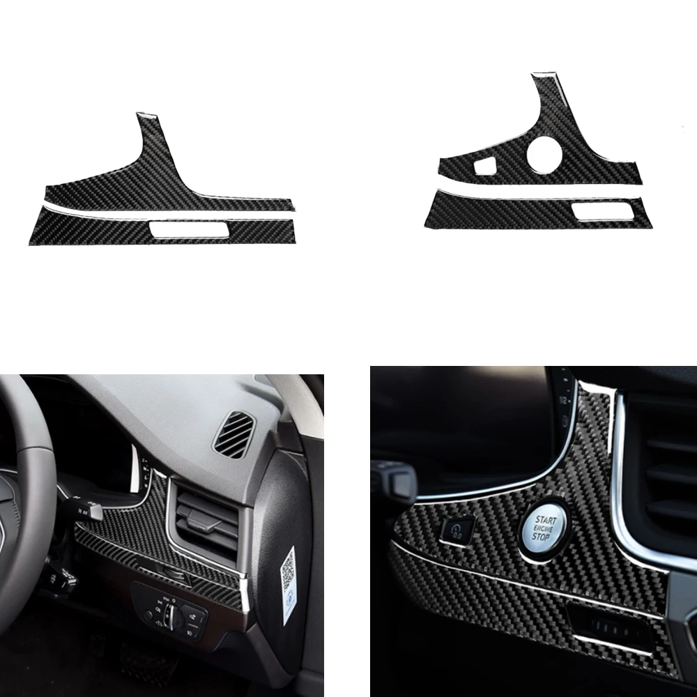 

For Audi Q7 SQ7 4M 2016 -19 Real Carbon Fiber One-touch Start Button Panel Decorative Cover Suit Car Interior Decoration Sticker
