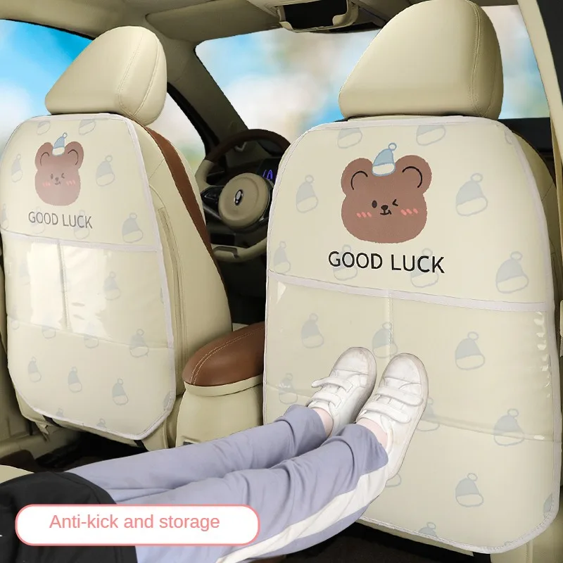 

Мультяшный автомобильный коврик с защитой от ударов медведь милый анти-грязь защитные коврики Uniersal для хранения заднего сиденья автомобиля подушка для спинки защита от ударов