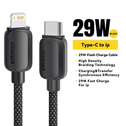 Essager USB - C to Lightning 20W Fast Charging Cable - 3m (29W C - L BLACK)