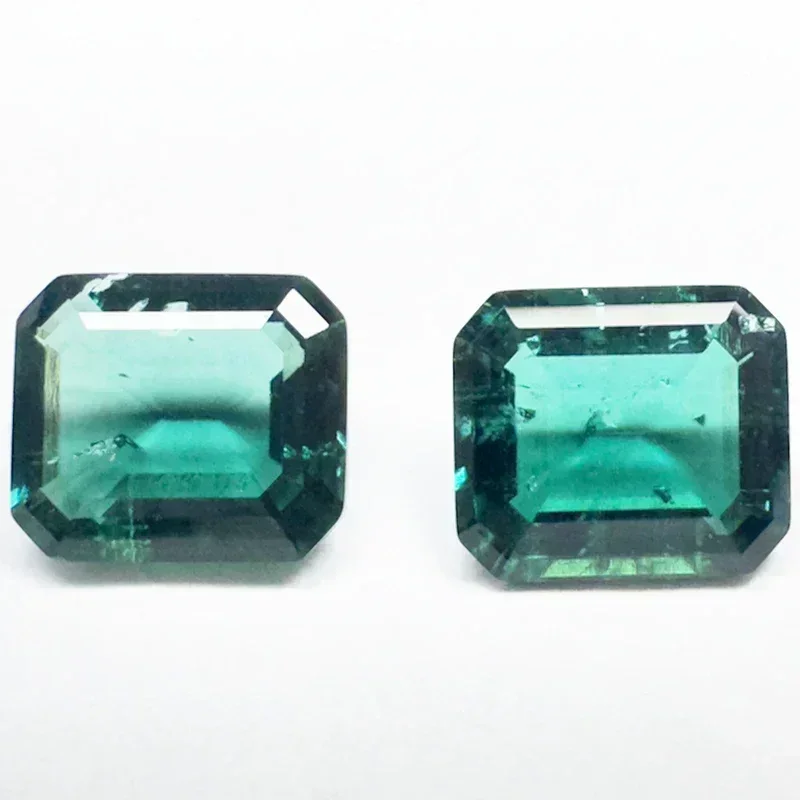 Lab Grown Zambian Emeralds Emerald Cut Hydrothermal Hand Cutting With Cracks Inclusions Inside Selectable AGL Certificate