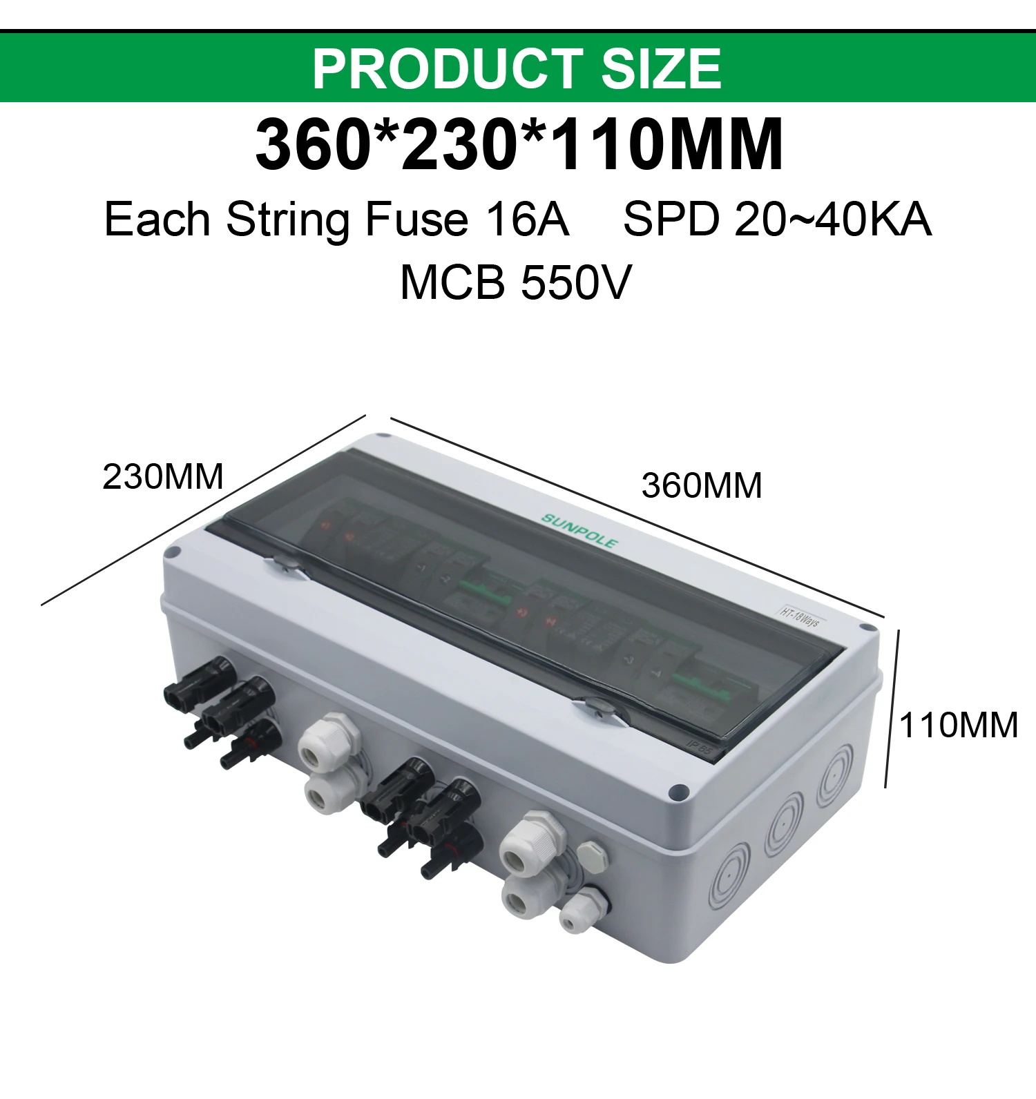 para fora 550v ip65 solar pv proteção