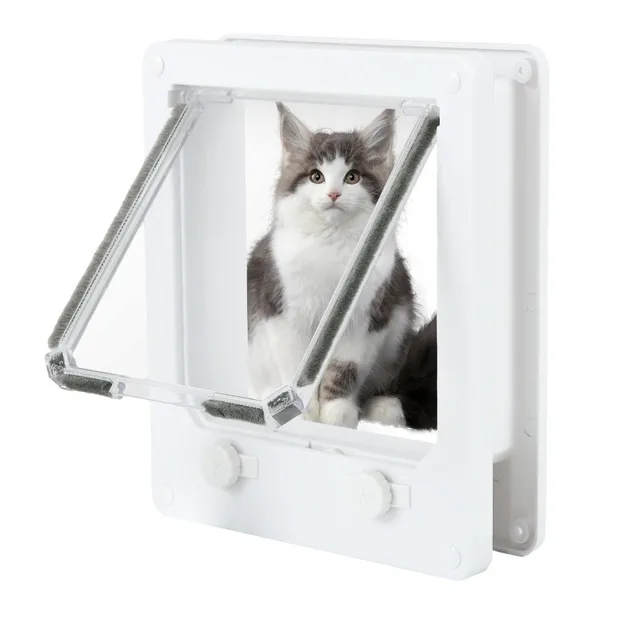 Pet Supplies ABS Plastic Cat Flap Door with 4 Way Locking Pet Exterior Security Flap Door Weatherproof Pet Door Outdoor 4