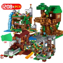 My World – blocs de construction Legoinglys, Village, ville, arbre, minecraft, maison, cascade, cheval de guerre, jouets pour enfants 