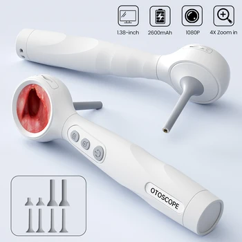 Otoscopio Intelligente Portatile con Schermo IPS da 1,38'', Fotocamera Ultra Sottile da 4,2mm 1080P per Pulizia Orecchie, Controllo Naso, Bocca e Pelle