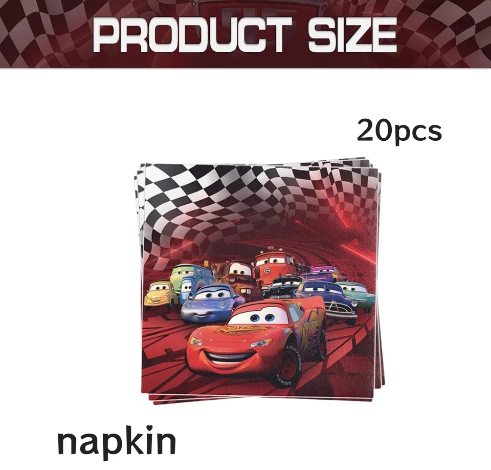 thumbnail image 2 of Lightning McQueen Race Car Party Supplies - 20 Plates, 20 Napkins, 1 Tablecloth For Cars Theme Birthday 2 of 14