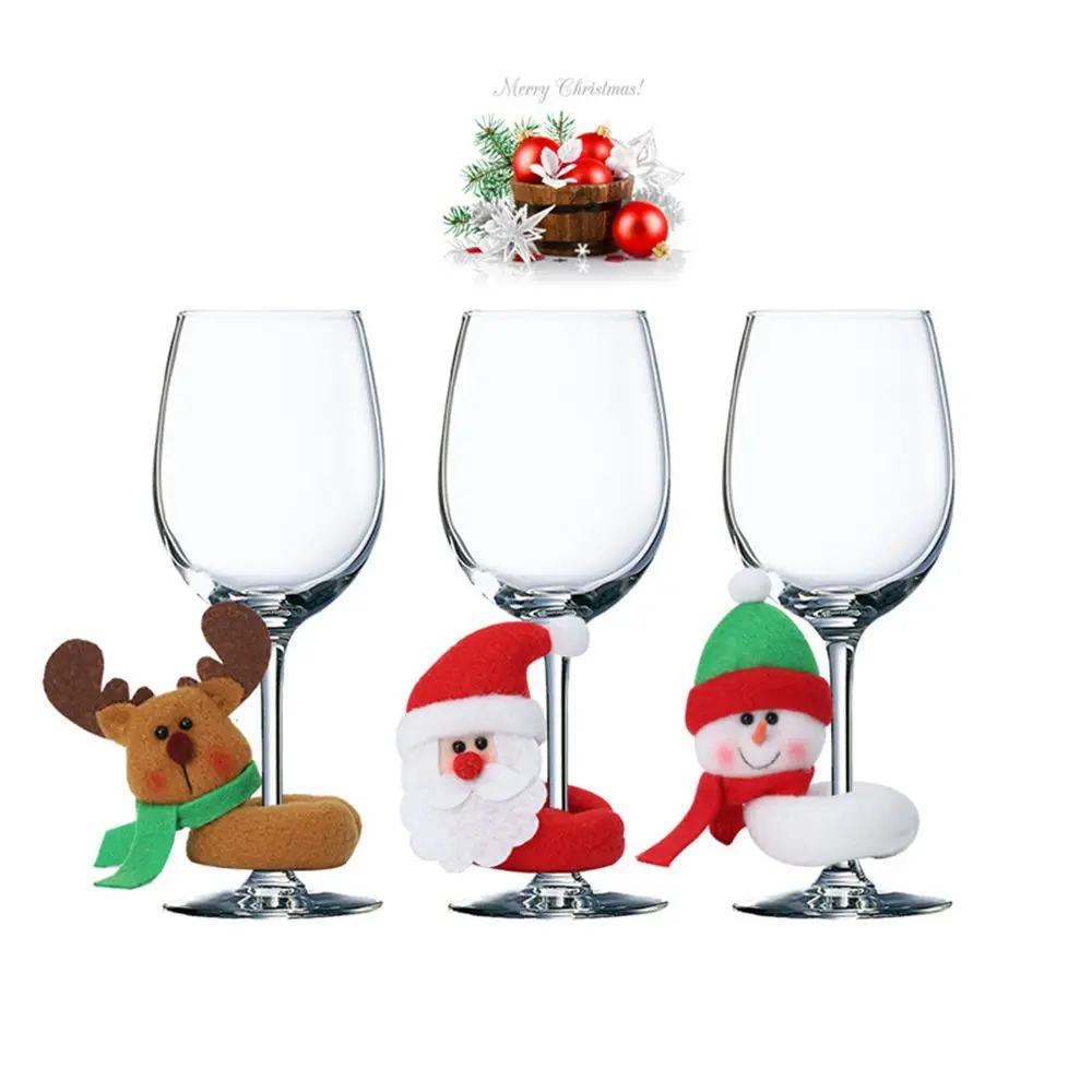 

1/10Pcs Elk Santa Claus New Year Product Wine Glass Pendants Christmas Cup Ring Christmas Cup Decoration Rings Table Decor