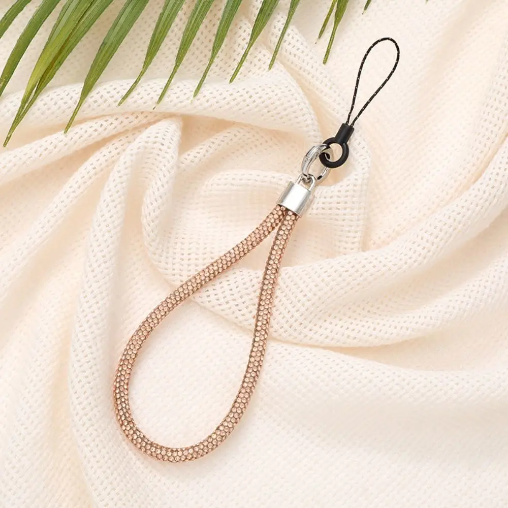 Rhinestone Crystal Bling Phone Lanyard - Fashionable Anti-Lost Wrist Strap Accessory