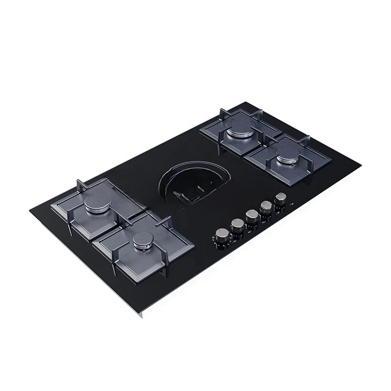 

Кухонная утварь изящный внешний вид встроенная варочная панель 5 горелок гибридная варочная панель из черного стекла