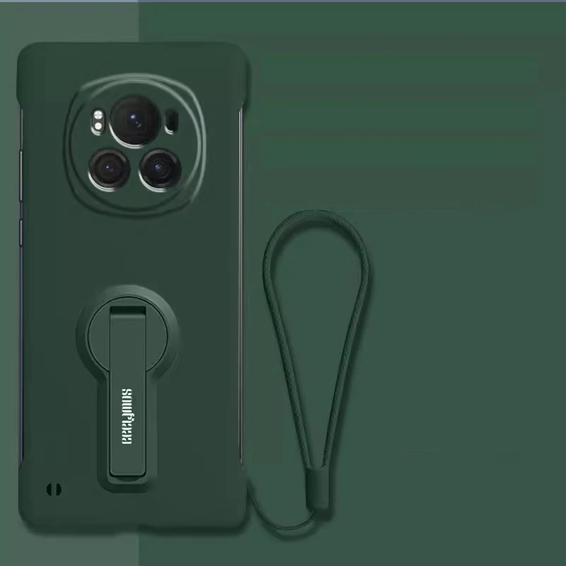 Sleek White Frameless Phone Case with Holder and Lanyard