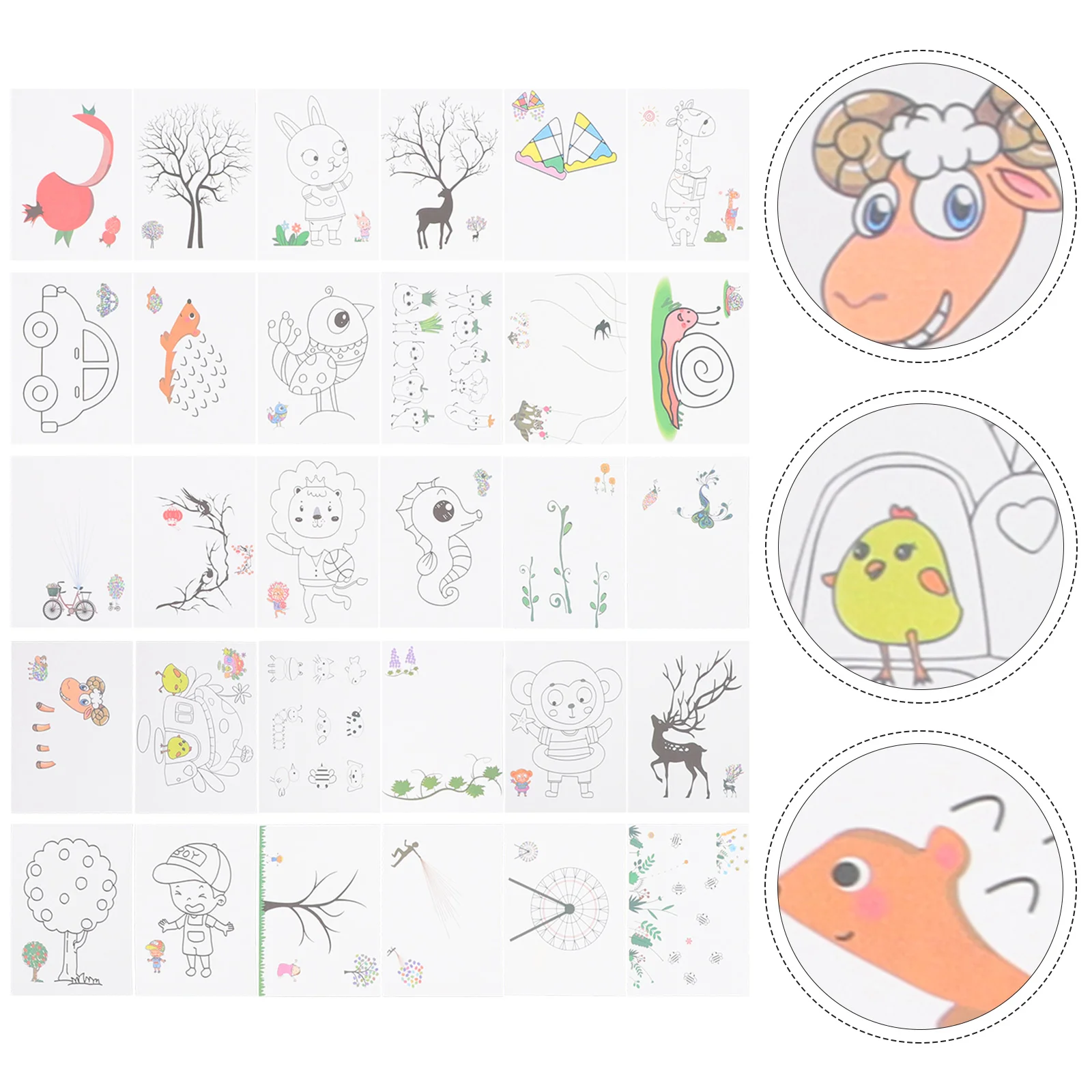 

30 Pcs Finger Painting Cards for Children Learning Funny Drawing Kids Paper Parent-child Educational