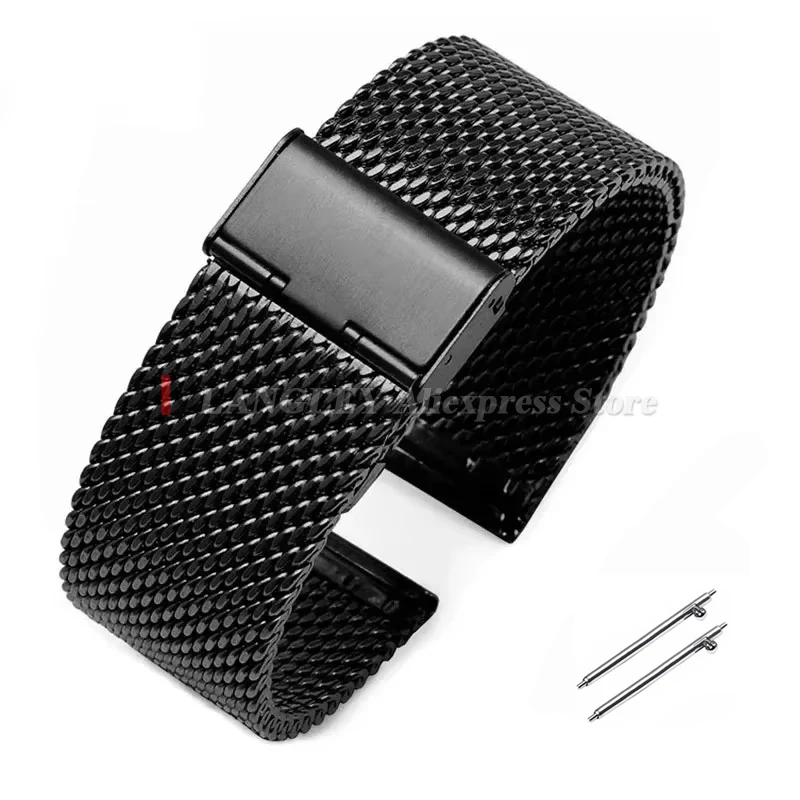 Mesh Milanese Stainless Steel Adjustable Watch Strap - 3mm Thickness Wire, Multiple Width Options