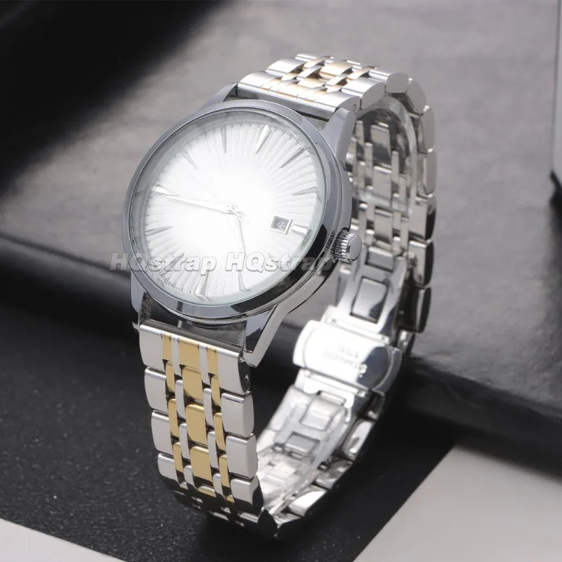 Premium Stainless Steel Watch Strap with Deployment Clasp - Adjustable Metal Band