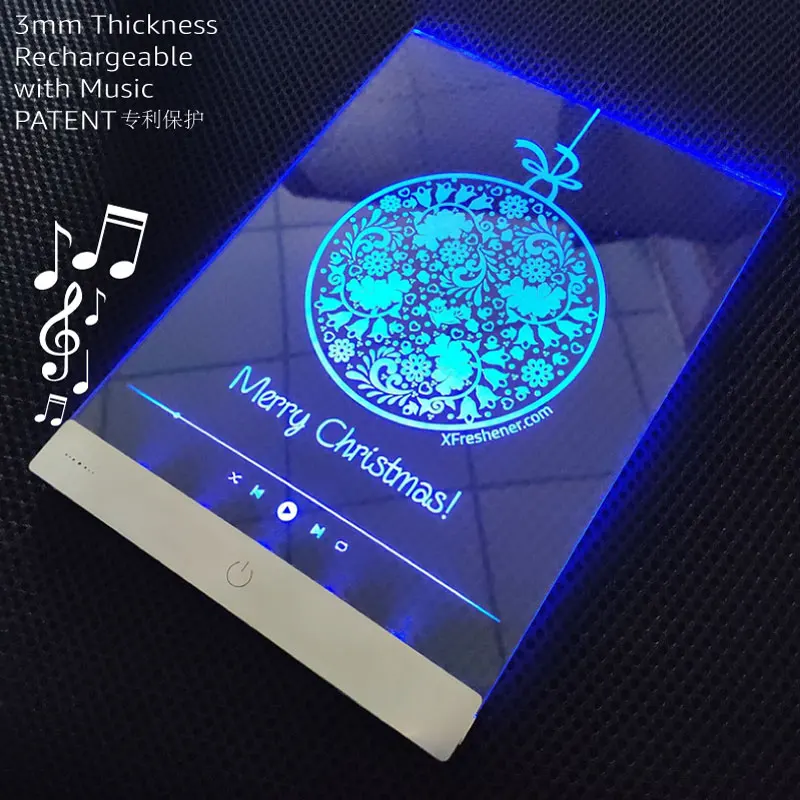 Customized.product.2 Custom Greeting Card LED Music 3D Acrylic invitation Cards with Envelope Unique Design Birthday V