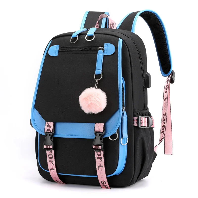 School Backpacks for Young Boys Girls Bagpack College Students Kawaii School Bag Harajuku Fashion Travel Rucksack Black Pink Bag - 3