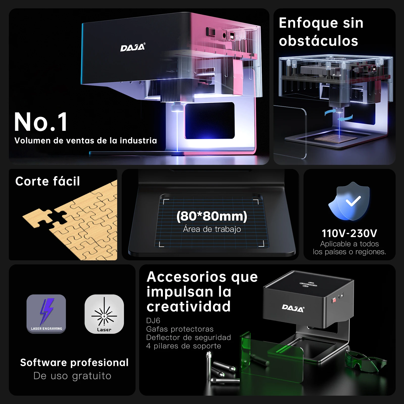 DAJA DJ6 Mini grabador láser portátil Diy máquina Bluetooth