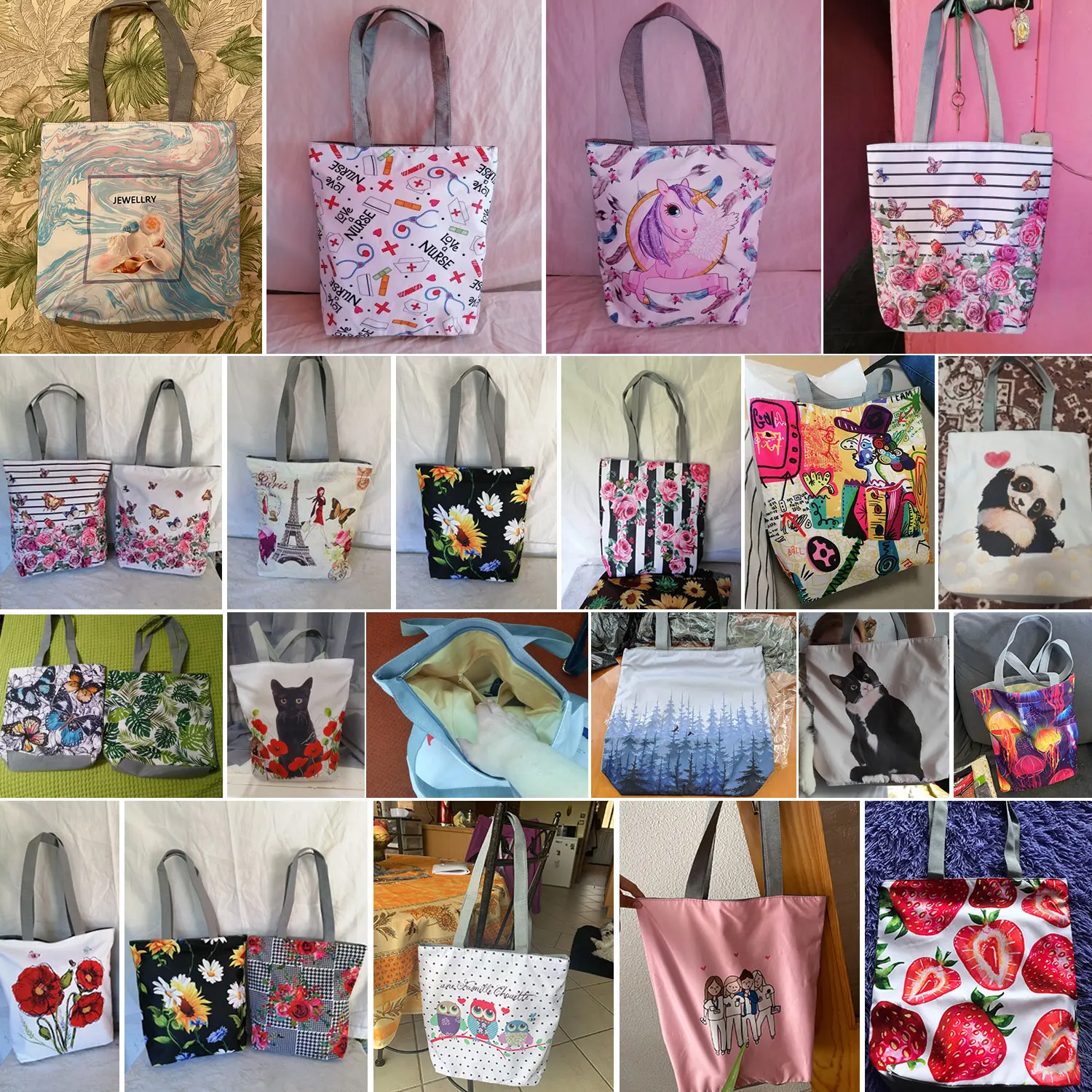 Cute Siberian Husky Print Handbags High Capacity Casual Women Totes Dog Animal Shopping Bags Foldable Portable Travel Beach Bags 5
