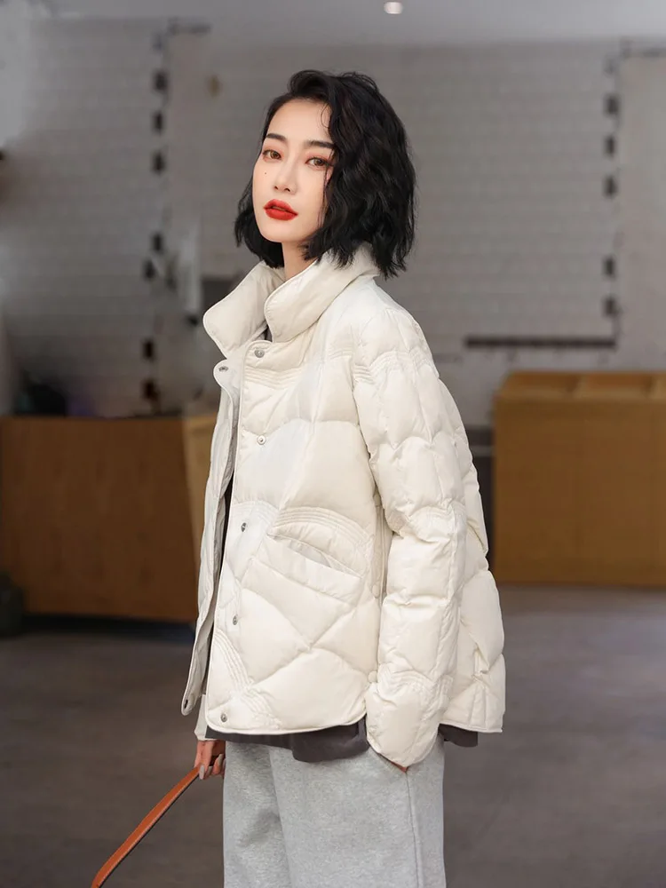 

Women's Clothing Short lightweight stand-up collar simple versatile fashion warm down coat Winter New 170