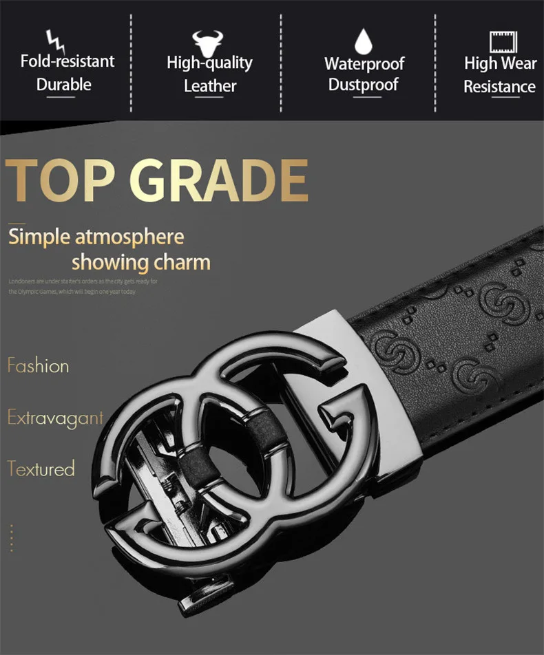 formal belt for men 2022 Men Leather Belt Luxury for Business Automatic Buckle High Quality Man Elegant Feel Waistband Fashion Style High Quality comfort click belt