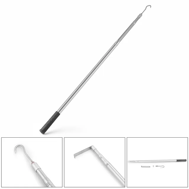 Grabber Reach Retriever Tool 6.3 Ft Heavy Duty Truck Accessories Telescoping Pull Pole With Two Hooks