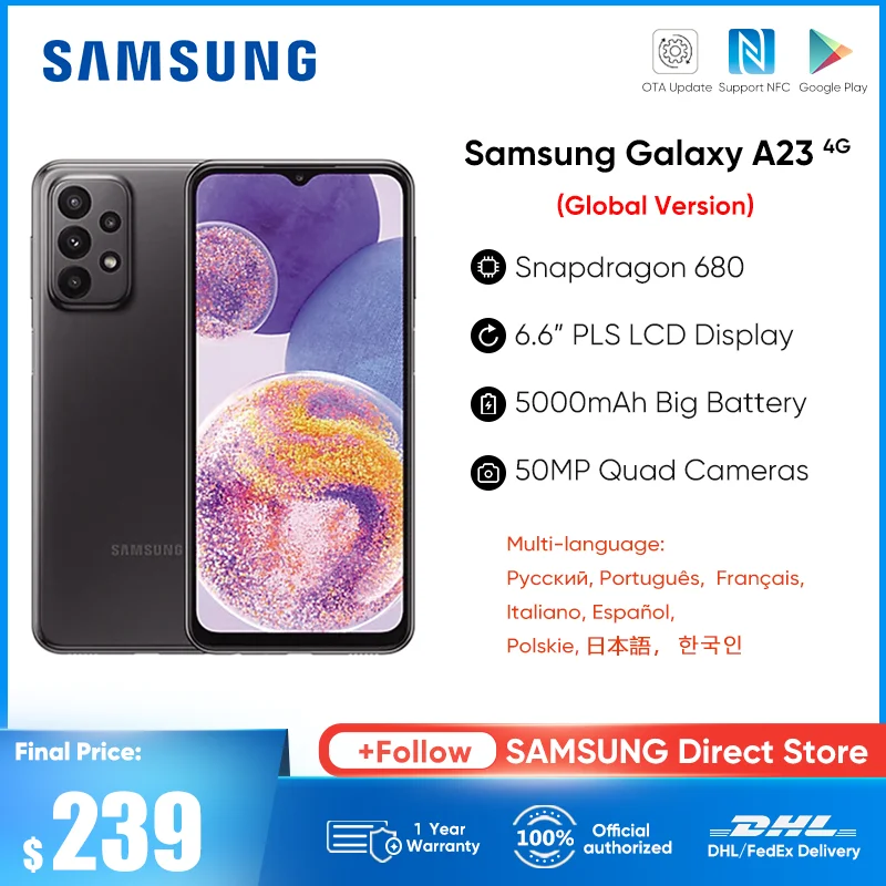Samsung Galaxy A23 A235f 4g Smartphone 90hz Pls Lcd Display Snapdragon ...