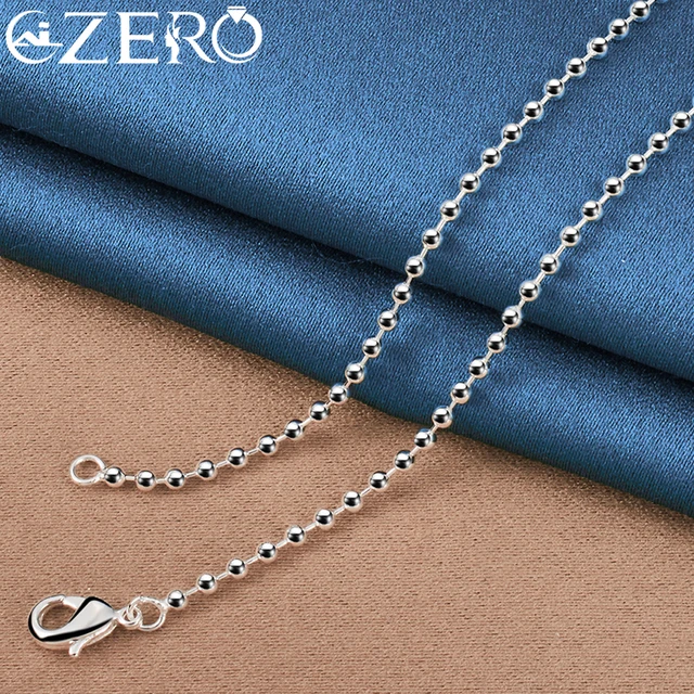 Collana Con Catena A Sfere In Argento Sterling Massiccio 925 Con - Foto 3