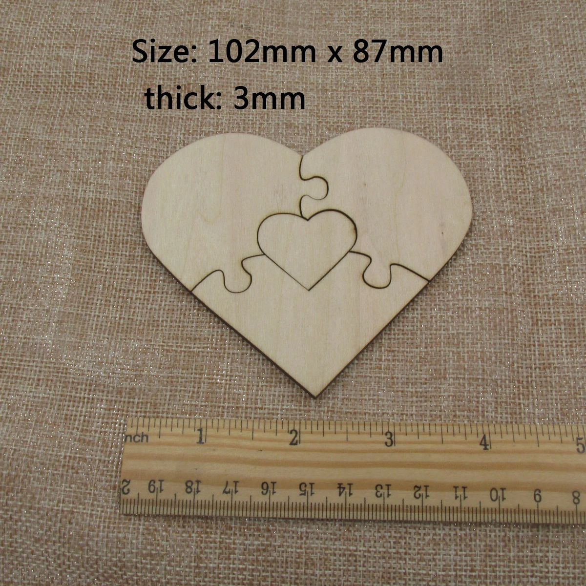 Unfinished Blank Heart Shape Wooden Puzzle, DIY Crafts
