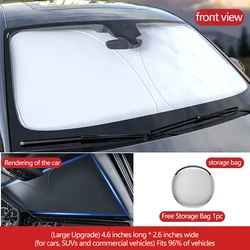 Foldable Car Sunshade Umbrella with UV Reflection and Heat Insulation (Large Upgrade)