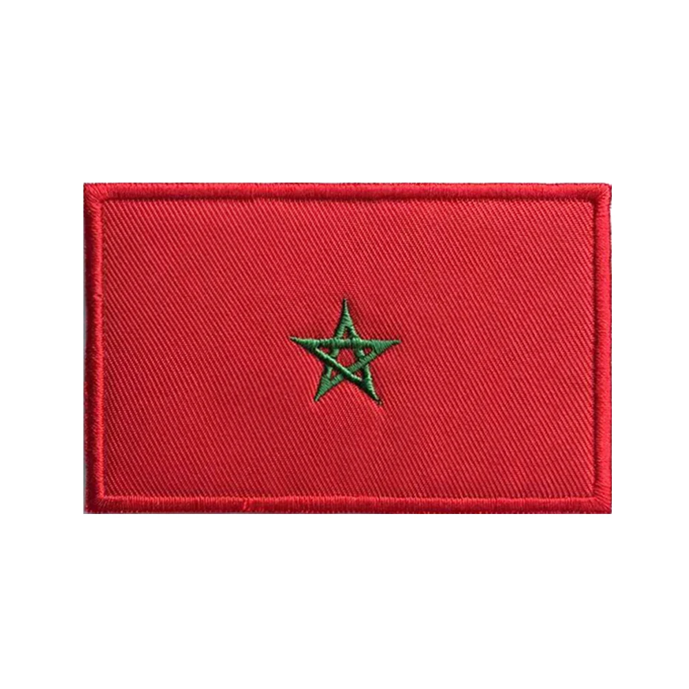 

1PC Moroccan Flag Morocco Armband Embroidered Patch Hook & Loop Or Iron On Embroidery Badge Cloth Military Moral Stripe