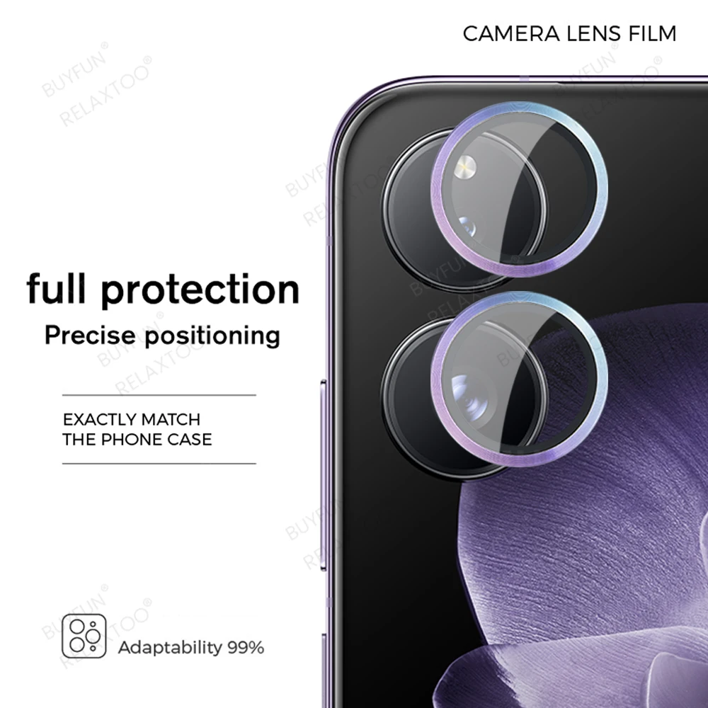 Aluminium Alloy Metal Lens Ring Cover with 3D Tempered Glass Camera Protector