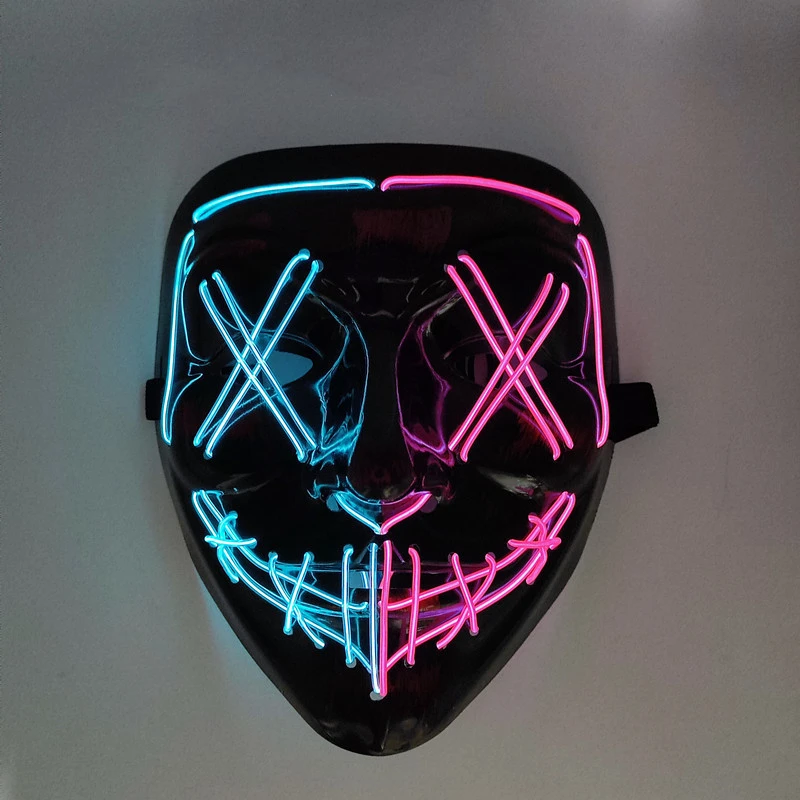 Mascaras Halloween Neon Led Mask For Face Masquerade Purge Mask Glows In  The Dark Fun Mask Role-playing Costumes - Masks & Eyewear - AliExpress