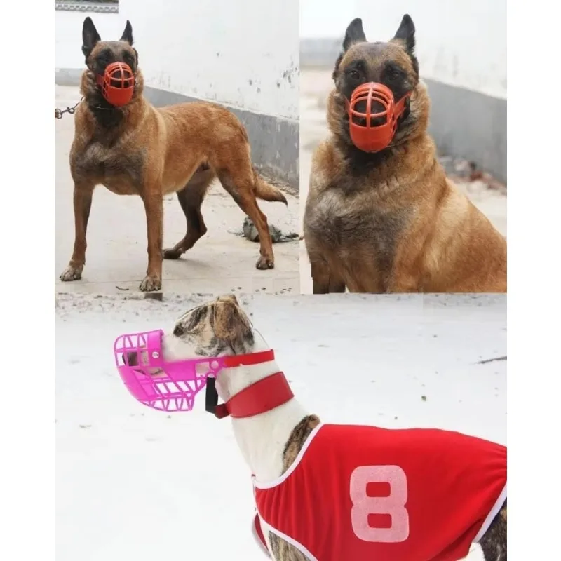 Adjustable Dog Muzzle Plastic Mask Anti-Barking Bite Mouth Cover for Small/Medium/Large Greyhound-Random Colors dog muzzle