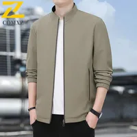 COMXZ Business Stand Collar Jacket Men Multi-Function Premium Casual Lightweight Windbreaker Solid Color Comfort Autumn Coats