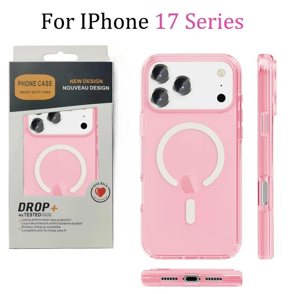 Glitter Transparent Shockproof Armor Case with Wireless Charging Compatibility