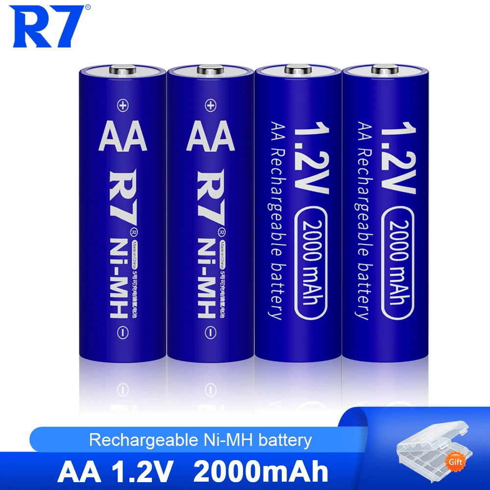 

R7 Real Capacity 2000mAh Ni-MH AA Rechargeable batteries 1.2V aa Battery for remote control mouse small fan Electric toy battery
