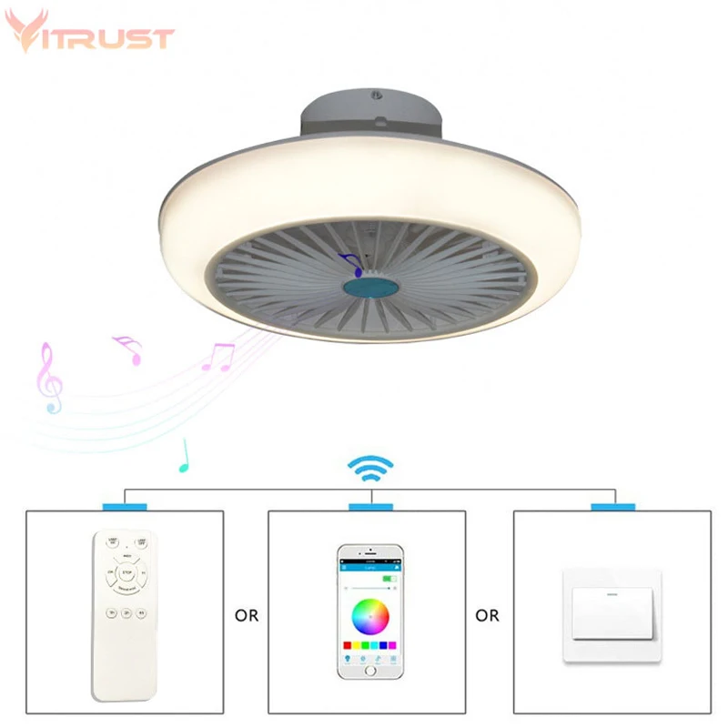 Creative Ceiling Fan with RGB Lights Fashion Music Ceiling Fans Lamps with Remote Control and APP