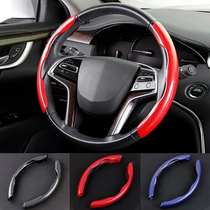 

Fit Universal Car Accessories Interior Steering Wheel Booster Non-Slip Cover Carbon Fiber Look 2pcs Covers