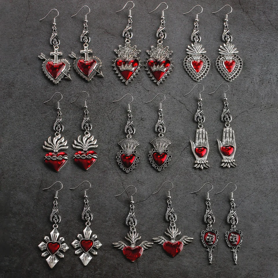 CSIYANJRY99 Gothic Flame Earrings For Women Lightweight Acrylic Flame Love Heart Earrings Vintage Punk Cosplay Prom Halloween Jewelry Gifts (A