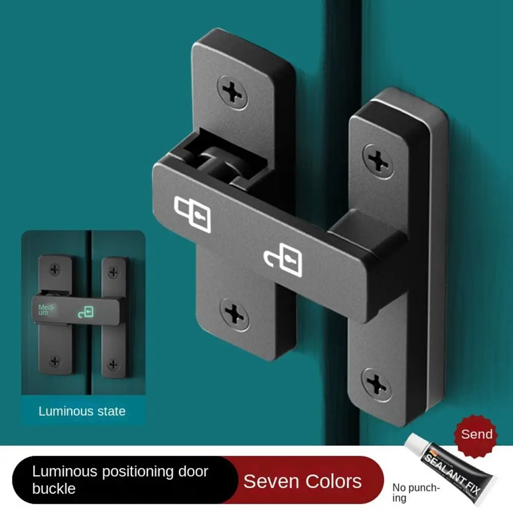 New Zinc Alloy Luminous Door Buckle Hardware 90°/180° Sliding Door Lock Furniture No Punching Door Latch Door
