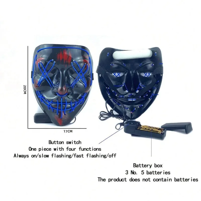 halloween mask led face light mask Scary Scream Bright Mask For Carnival Halloween Costumes For Men glow in the dark