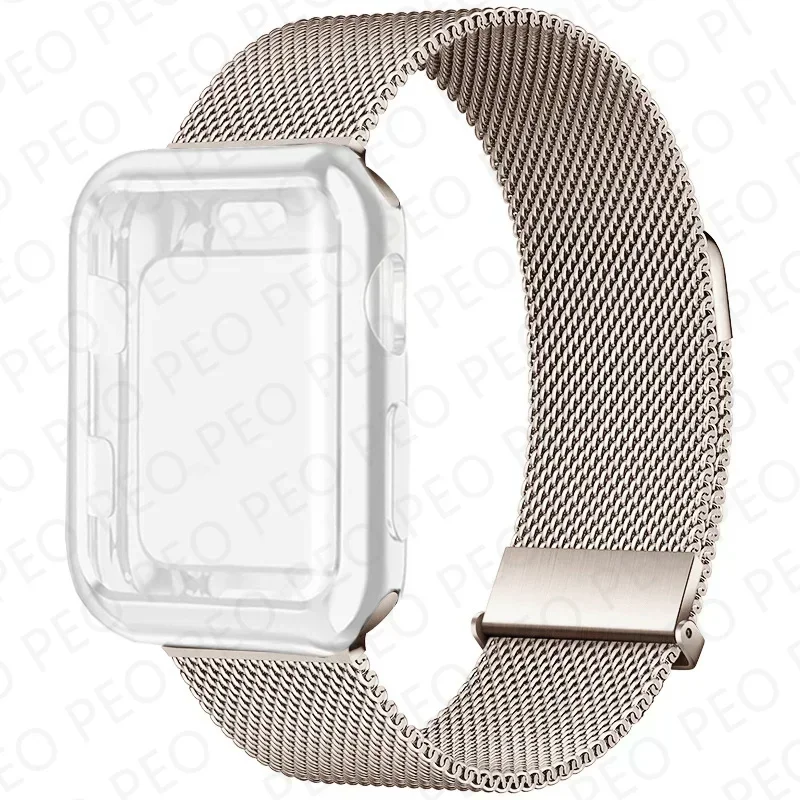 Sleek Metal Magnetic Loop Watch Band with Protective Case