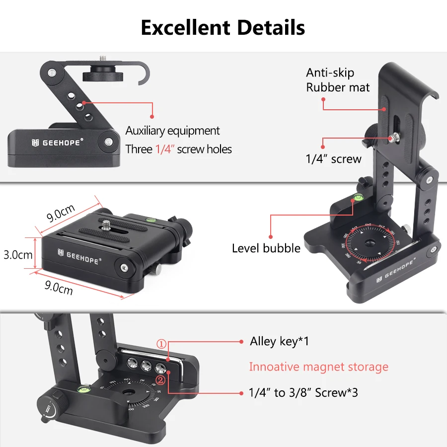 FZ-9 Upgraded Z-Flex Tilt Folding Head for Canon Nikon Sony DSLR Camera Camcorde