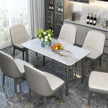 140/160CM Modern Dining Table for 4-6 People Stone Tempered Glass-top Dinner Table Furniture Kitchen Restaurant No Chairs