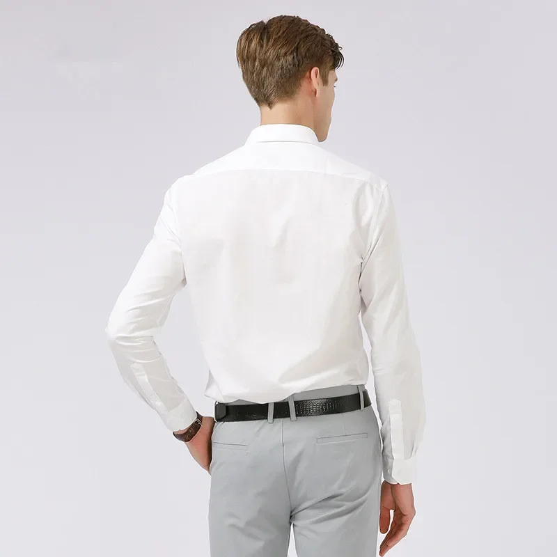 

Plus Large Size 6XL 7XL 8XL Men's Business Shirt Basic Long Sleeve Causal Twill Plain Formal Social Wedding Party White Blouse
