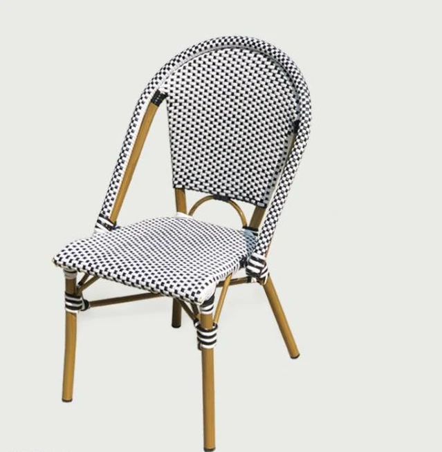 French Dining Chair Cafe Table Chair Nordic Rattan Retro Back Stool Balcony Leisure Rattan Courtyard Outdoor