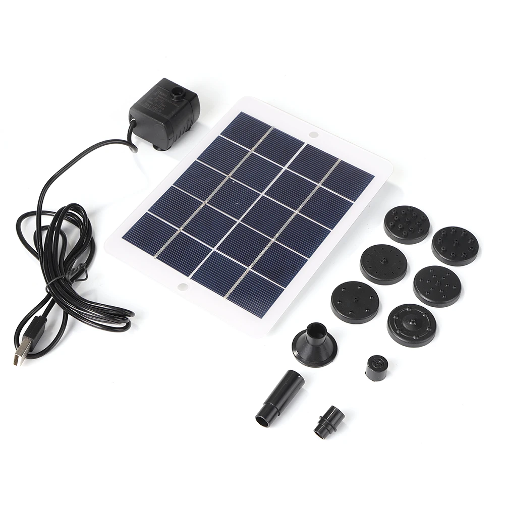 태양광 패널 워터 펌프 키트, 정원 수영장 분수, DIY 분수 펌프, 9 노즐, 5W, 5V