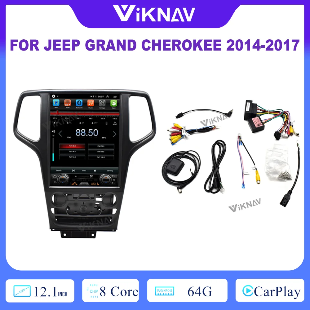 

64GB Carplay Radio For Jeep Grand Cherokee 2014-2017 Navigation GPS Reversing Camera Rear View Android 1080P HD Rear View