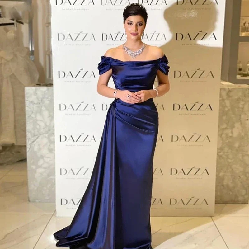 

Fashion Boat-Neck Long Evening Party Gowns Vestidos De Festa Sexy Off-Shoulder Special Occasion Celebrity Prom Dress Online