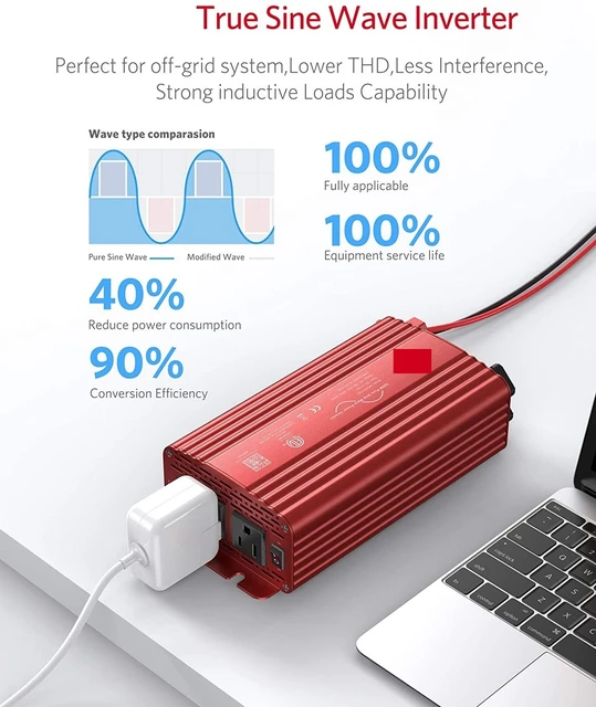 BESTEK 300 Watt Power Inverter 4.2A 12V to 110V AC Car Converter with Dual  USB Car Charger Adapter