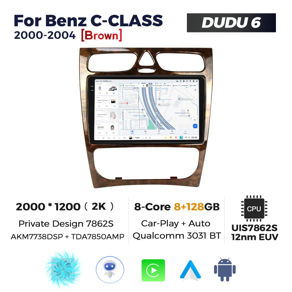 thumbnail image 1 of DUDUAUTO DUDU7 Android para Mercedes Benz Clase C W209 C200 C320 C350 CLK W203 2000-2004 Radio estéreo para automóvil Reproductor de video multimedia, 1 of 5