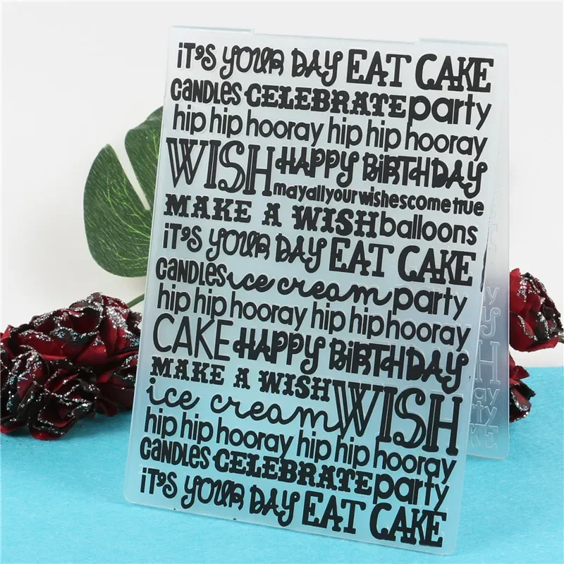Happy Birthday Stamps Plastic Embossing Folder Template Scrapbooking Photo Album Paper Card Making